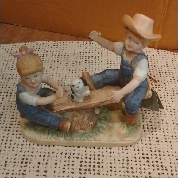 Homco Other - DENIM days figurine, item number 8827, titled playtime released in 1989